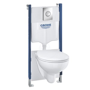 GROHE - Solido Sada pro závěsné WC + klozet a sedátko softclose Bau Ceramic, rimless, tlačítko Sail, chrom (39415000)