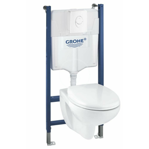 GROHE - Solido Súprava na závesné WC + klozet a doska softclose, rimless, tlačidlo Skate Air, alpská biela 39398000