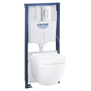 GROHE - Solido Sada pro závěsné WC + klozet a sedátko softclose Euro Ceramic, rimless, tlačítko Arena Cosmopolitan, chrom (39536000)