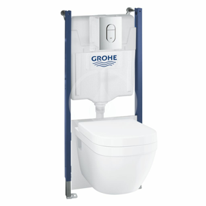GROHE - Solido Súprava pre závesné WC + klozet a doska softclose, rimless, tlačidlo Arena Cosmopolitan, chróm 39701000