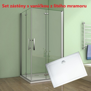 H K - Obdélníkový sprchový kout MELODY R109, 100x90 cm se zalamovacími dveřmi včetně sprchové vaničky z litého mramoru, výplň sklo - čiré (SE-MELODYR109/SE-ROCKY-10090-06)