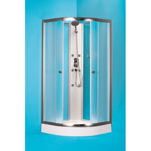 HOPA - Štvrťkruhový sprchovací box GRANADA - Farba rámu zásteny - Hliník chróm, Rozmer A - 90 cm, Rozmer B - 90 cm, Vanička HL - Akrylové vanička OLBGRA90CMBV + OLBGRA90V