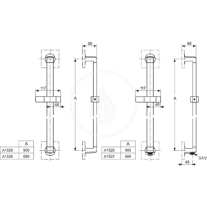 IDEAL STANDARD - Archimodule Predlžovacia súprava na sprchovú tyč (horné upevnenie), chróm (A860823AA)