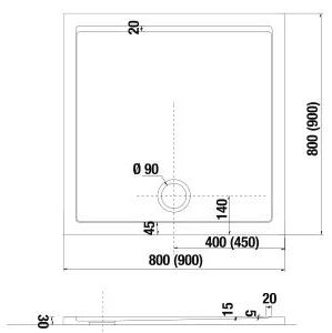 JIKA - PADANA vanička čtvercová 900x900x30 litý mramor 2.1193.2.000.000.1 (H2119320000001)
