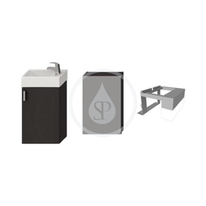 JIKA - Petit Skříňka s umývátkem, zrcadlová skříňka s osvětlením, 386x221x585 mm, šedá (H4535121753011)