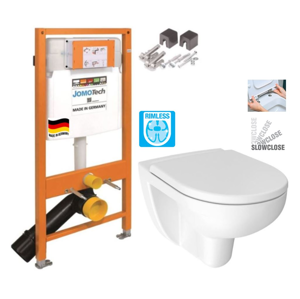 JOMOTech modul pre závesné WC bez sedátka + WC JIKA LYRA PLUS RIMLESS + SEDADLO duraplastu SLOWCLOSE 174-91100700-00 LY2
