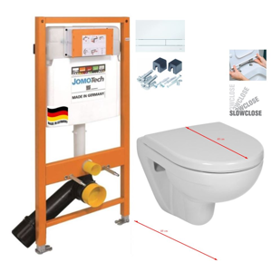 JOMOTech modul pre závesné WC s bielou doskou + WC JIKA LYRA PLUS 49 + SEDADLO duraplastu SLOWCLOSE 174-91100900-00 LY4