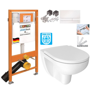 JOMOTech modul pre závesné WC s bielou doskou + WC JIKA LYRA PLUS RIMLESS + SEDADLO duraplastu SLOWCLOSE 174-91100900-00 LY2