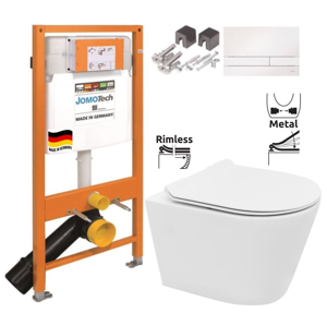 JOMOTech modul pre závesné WC s bielou doskou + WC REA TOMAS RIMFLESS + SEDADLO 174-91100900-00 TO1