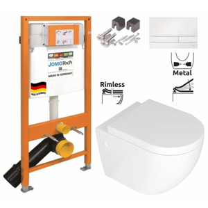 JOMOTech modul pre závesné WC s bielou doskou + WC REA CARLO MINI RIMFLESS + SEDADLO 174-91100900-00 CM1