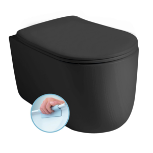 KERASAN - NOLITA závěsná WC mísa, Rimless, 35x55 cm, černá mat (531431)