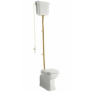 KERASAN - WALDORF WC misa s nádržkou, spodný/zadný odpad, biela-bronz WCSET20-WALDORF