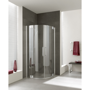 Kermi Štvrťkruh Pasa XP P55 09018 870-900 / 1850 strieborná matná ESG číre Clean Štvrťkruhový sprchovací kút kývne dvere s pevnými poľami (PXP55090181PK)