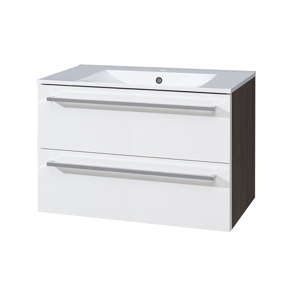 MEREO - Koupelnová skříňka s keramickým umyvadlem 80 cm, bílá/schoko (CN681)