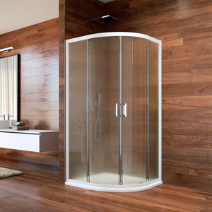 MEREO - Sprchovací set: LIMA, štvrtkruh, 90 cm, biely ALU, sklo Point, vanička z liatého mramoru CK608B02KM