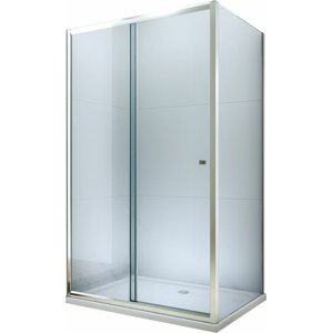 MEXEN/S - Apia obdĺžnikový sprchový kút 140x80, transparent, chróm + vanička 840-140-080-01-00-4010