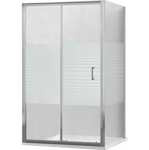 MEXEN/S - Apia sprchovací kút posuvný 110x80, sklo transparent/pruhy, chróm + vanička 840-110-080-01-20-4010