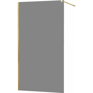 MEXEN/S - KIOTO Sprchová zástena WALK-IN 100x200 cm 8 mm, zlatá, dymové sklo 800-100-101-50-40