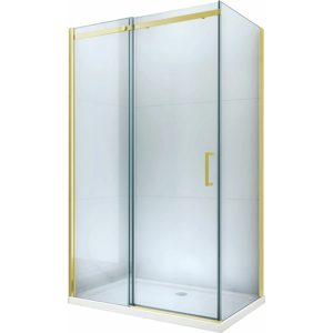 MEXEN/S - Omega obdĺžnikový sprchový kút 130x90 cm, transparent, zlatý + vanička 825-130-090-50-00-4010