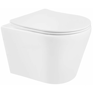 MEXEN/S - Rico Závesná WC misa Rimless vrátane sedátka s slow-slim, Duroplast, biela 30720300