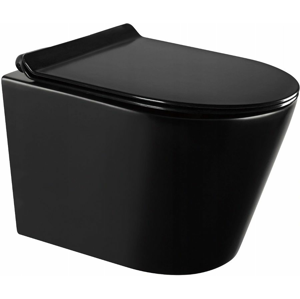 MEXEN/S - Rico Závesná WC misa Rimless vrátane sedátka s slow-slim, Duroplast, čierna mat 30720185
