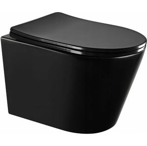 MEXEN/S - Rico Závesná WC misa Rimless vrátane sedátka s slow-slim, Duroplast, čierna mat - 30721085 30721085