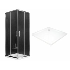 MEXEN/S - Rio Sprchovací kút štvorcový 80x80 cm, transparent, chrom + vanička so sifónom 860-080-080-01-00-4010