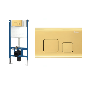 REA - Podomietková nádržka pre WC misu s tlačidlom zlatá REA-E9851