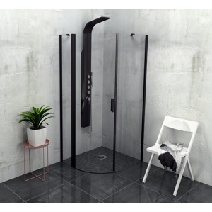 POLYSAN - ZOOM LINE BLACK štvrťkruhová sprchová zástena 900x900, číre sklo, ľavá ZL2615BL