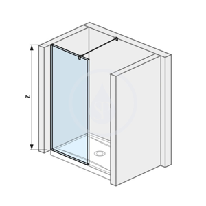 Pure Sklenená stena bočná 880 mm na sprchovú vaničku 90 cmx90 cm s úpravou Jika Perla Glass, 900 mm x 200 mm x 2000 mm H2694270026681