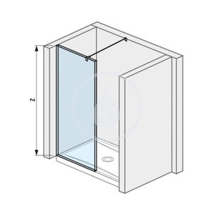 Pure Sklenená stena bočná 980 mm na sprchovú vaničku 100 cmx80 cm s úpravou Jika Perla Glass, 1000 mm x 200 mm x 2000 mm H2694280026681