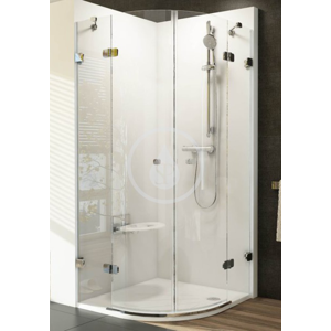 RAVAK - Brilliant Štvrťkruhový sprchovací kút štvordielny BSKK4-100, šírka 983 mm – 995 mm, rádius 500 mm, farba chróm, sklo transparent (3U2AAA00Y1)