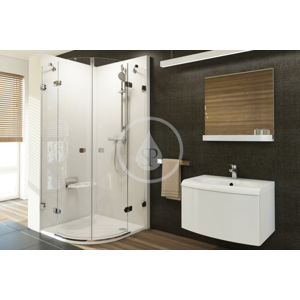 RAVAK - Brilliant Štvrťkruhový sprchovací kút štvordielny BSKK4-80, šírka 783 mm – 795 mm, rádius 500 mm, farba chróm, sklo transparent (3U244A00Y1)