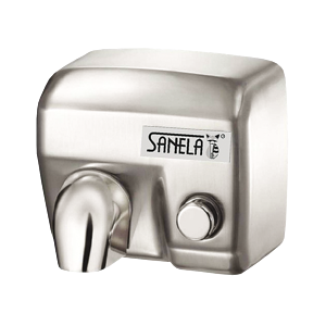 Sanela SLO 02M Mechanický osoušeč rukou s nerezovým matným krytem a tlačítkem na čelní straně (SL 79023)