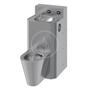 SANELA - Nerezová WC WC set s umyvadlem, servisní otvor, antivandal, nerez mat (SLWN 38P)