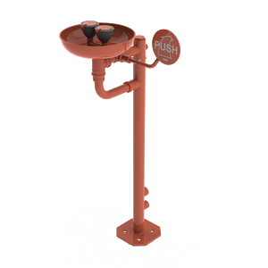 Sanela SLSN 25 Volně stojící oční sprcha se dvěma hlavicemi, vaničkou a spouštěcí pákou (SL 92250)