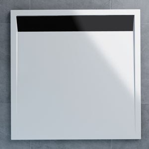 SanSwiss ILA sprchová vanička,čtverec 100x100x3,5 cm, bílá-kryt černý matný, 1000//35 (WIQ1000604)