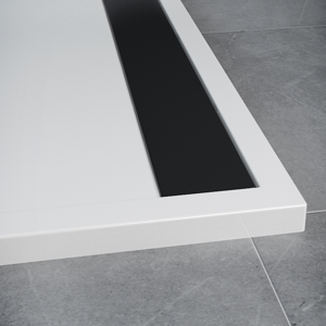 SanSwiss ILA sprchová vanička,čtverec 80x80x3 cm, bílá-kryt černý matný, 800//30 (WIQ0800604)