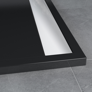 SanSwiss ILA sprchová vanička,čtverec 80x80x3 cm, černý granit-kryt aluchrom, 800//30 (WIQ08050154)