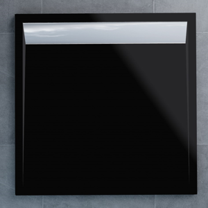 SanSwiss ILA sprchová vanička,čtverec 90x90x3 cm, černý granit-kryt aluchrom, 900//30 (WIQ09050154)