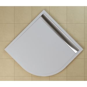 SanSwiss ILA sprchová vanička,čtvrtkruh R550 100x100x3,5 cm, bílá-kryt aluchrom, 1000//35 (WIR551005004)