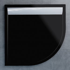 SanSwiss ILA sprchová vanička,čtvrtkruh R550 90x90x3 cm, černý granit-kryt aluchrom, 900//30 (WIR5509050154)
