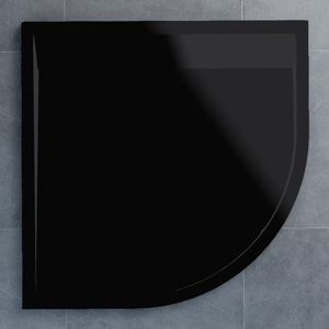 SanSwiss ILA sprchová vanička,čtvrtkruh R550 90x90x3 cm, černý granit-kryt černý matný, 900//30 (WIR5509006154)