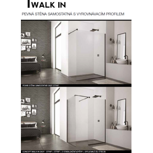 SanSwiss WALK IN BLACK Pevná stěna samostatná 900/2000mm černá matná/čiré sklo STR4P0900607 (STR4P0900607)
