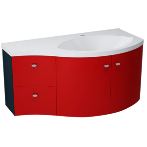 SAPHO - AILA umývadlová skrinka 110x39cm, červená/čierna, zásuvky vľavo (55637)