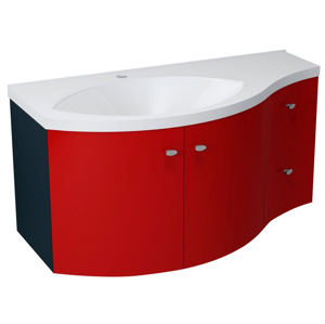 SAPHO - AILA umývadlová skrinka 110x39cm, červená/čierna, zásuvky vpravo (55638)