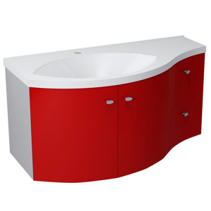 SAPHO - AILA umývadlová skrinka 110x39cm, červená/strieborná, zásuvky vpravo (55612)