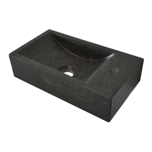 SAPHO - BLOK kamenné umývadlo 40x22cm, batéria vpravo, čierny Antracit 2401-28