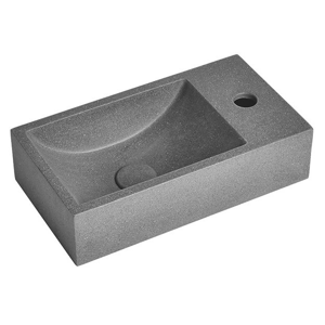 SAPHO - CREST R betónové umývadlo vrátane výpusti, 40x22 cm, čierny granit AR409
