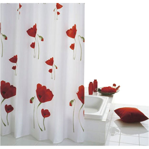 SAPHO - MOHN záves, 180x200cm, textil, červenobiela (47800)